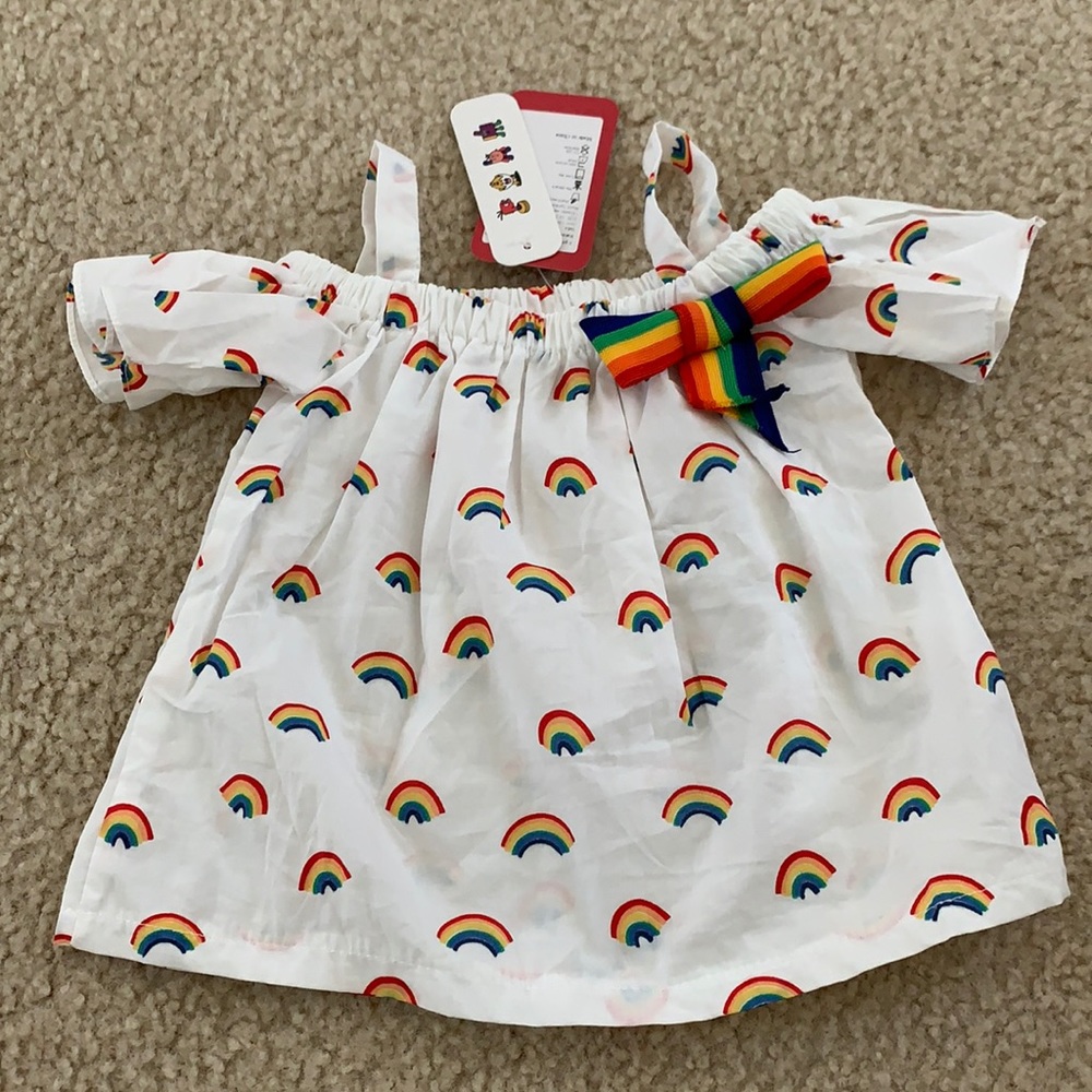 Cute Rainbow Top with Bow 6-12 months